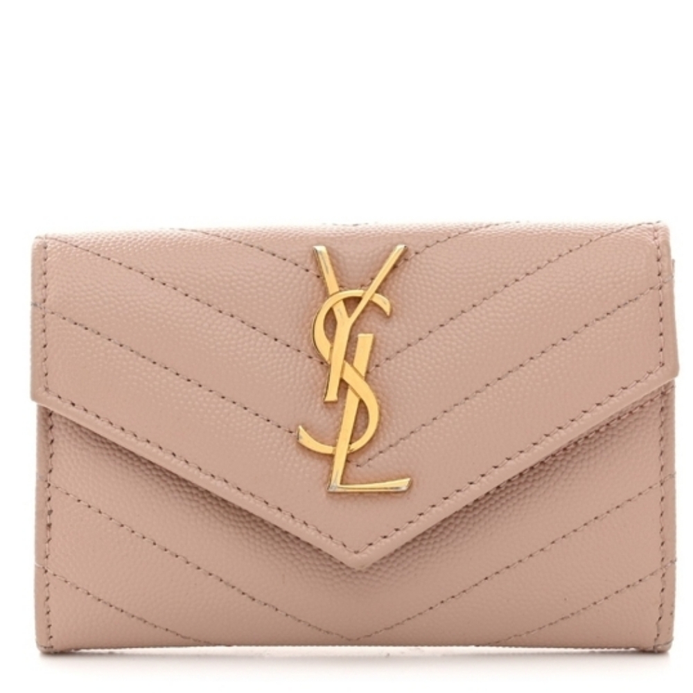 Saint Laurent Cassandre PINK Envelope Wallet YSL AUTHENTIC - Picture 1 of 13
